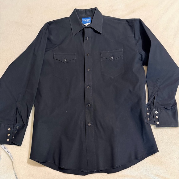 Wrangler‎ Black Pearl Snap Button Up Western Shirt Men’s 16x33 - Picture 3 of 7
